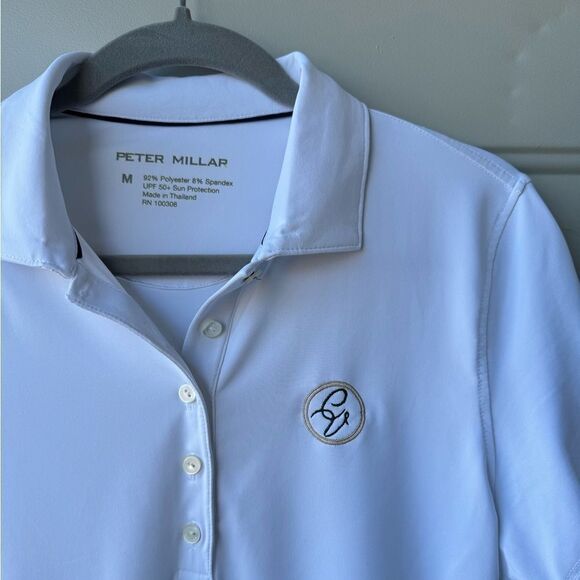 Peter Millar Women’s White Golf Polo Shirt Sz M UPF 50+ Performance Lightweight - Picture 2 of 7